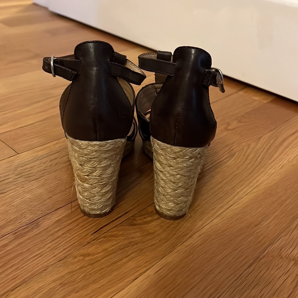 Lucky Brand, espadrille, wedge, chocolate, brown leather - Picture 3 of 6